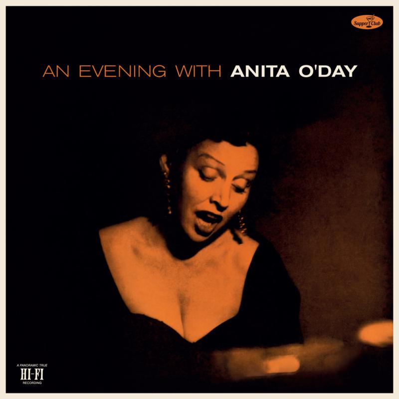Anita O’Day album cover: portrait in orange and black, eyes closed.
