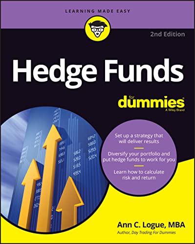 Book cover: "Hedge Funds For Dummies," 2nd Edition, with rising arrows.