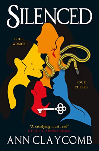 Book cover: "Silenced" by Ann Claycomb, featuring stylized faces and a key.