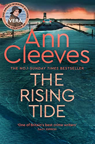 Book cover for “The Rising Tide” by Ann Cleeves, featuring a coastal road.