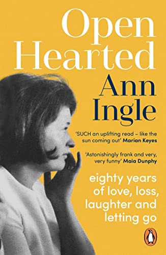 Book cover with a yellow background, white title text, and a black-and-white woman's portrait.