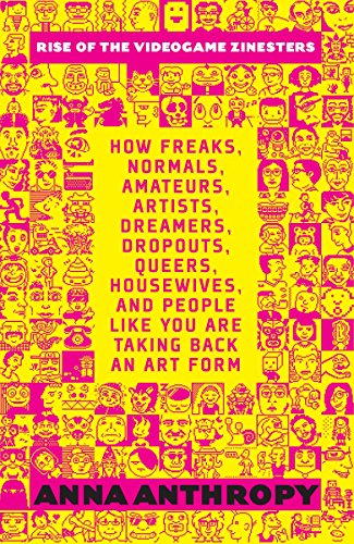 Bright yellow book cover with pink text and repeated face doodles.