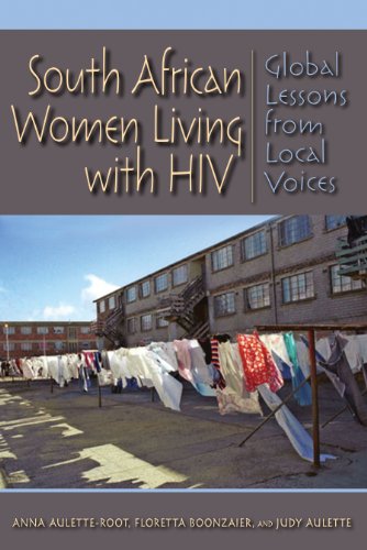 Book cover depicting South African women and HIV, with urban background.