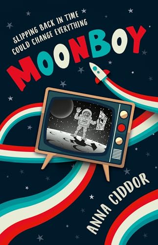 Book cover showing a vintage television displaying an astronaut on the moon against stars.
