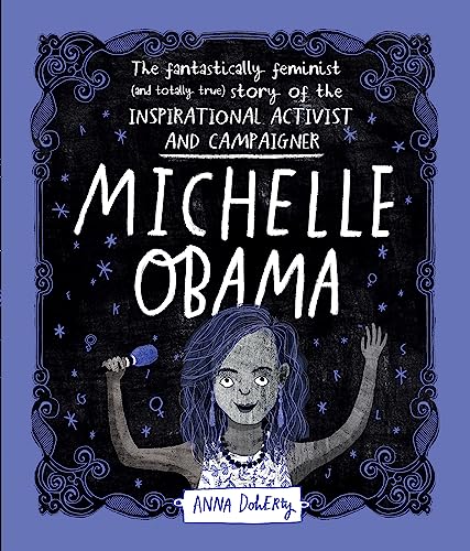 Book cover featuring illustrated portrait of Michelle Obama with hand-drawn text.