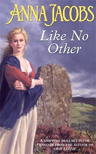 Book cover: woman in historical clothing, standing near a stone monolith.