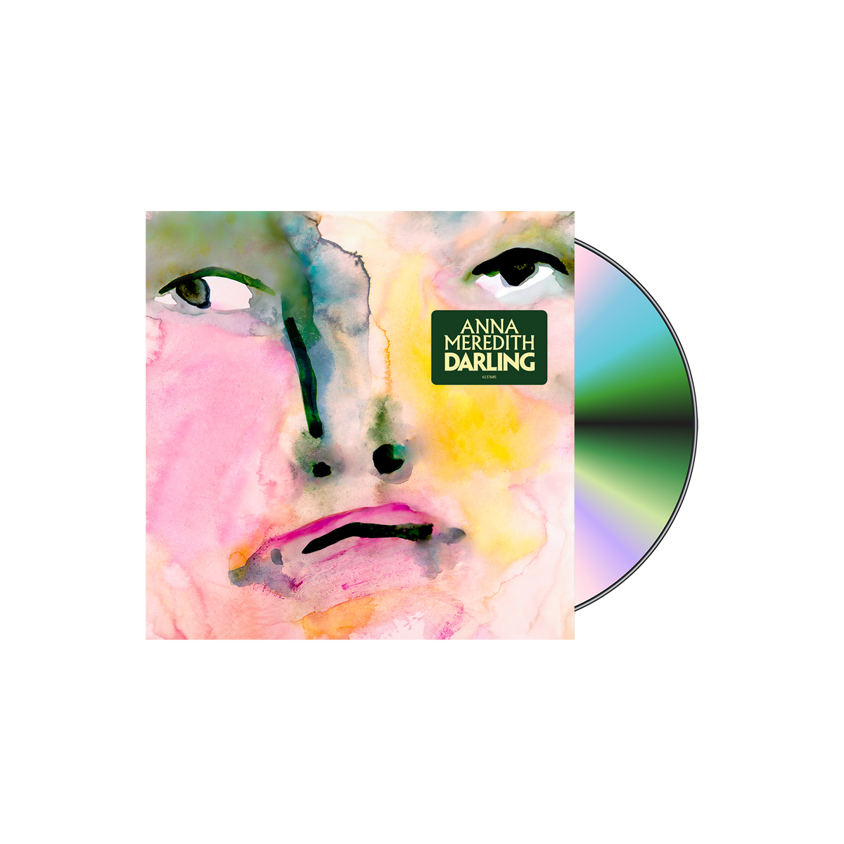 CD cover for Anna Meredith’s “Darling” with abstract watercolor portrait.