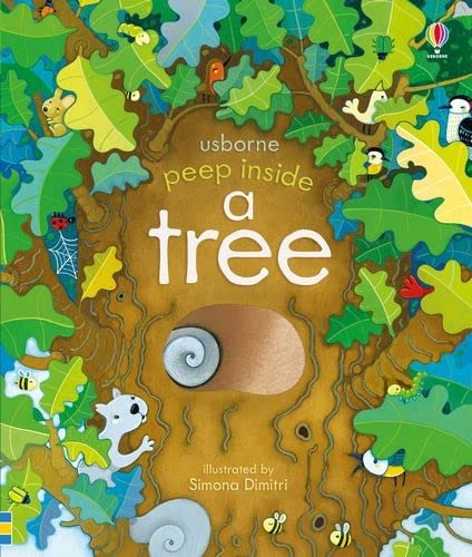 Children’s book cover depicting a tree trunk with animals and foliage.