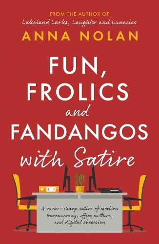 Book cover with red background, white text, and an illustration of an office desk.