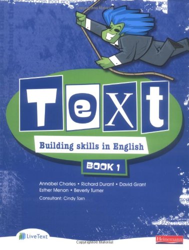 Text Building Skills in English Book 1 cover with cartoon illustration.