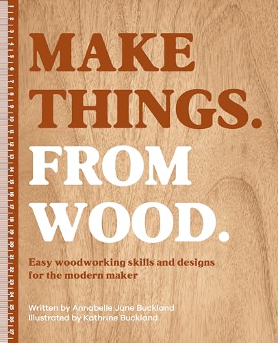 Book cover with wood grain background, brown and white text, and a ruler edge.