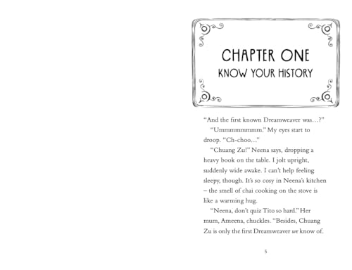 Book page with chapter heading "Chapter One" and text about Dreamweavers.