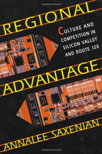 Book cover for “Regional Advantage” with circuit board imagery.