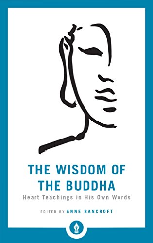 Book cover with a black line drawing of Buddha’s face on a blue background.