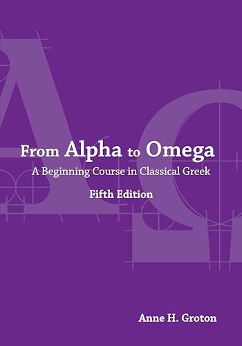 Purple textbook cover with Greek letters and title "From Alpha to Omega".