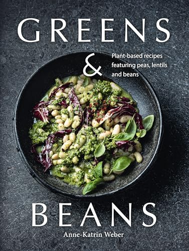 Cookbook cover with a bowl of peas, lentils, and greens.