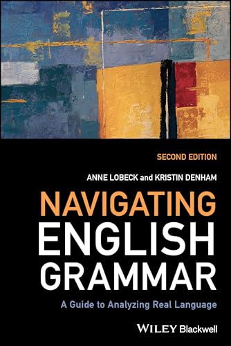 Book cover: "Navigating English Grammar," second edition, with abstract art.