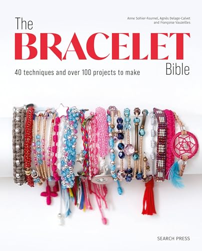 Book cover titled The Bracelet Bible featuring a row of colorful handmade bracelets.