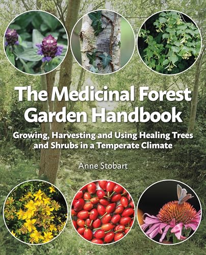 Book cover featuring medicinal plants, trees, and shrubs in circles.