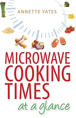 Book cover titled Microwave Cooking Times at a Glance with images of various foods.