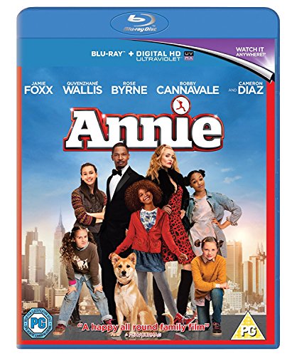Annie" Blu-ray cover featuring the cast and a city skyline.