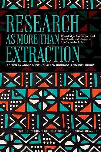 Book cover with bold text: "Research as More Than Extraction," patterned background.