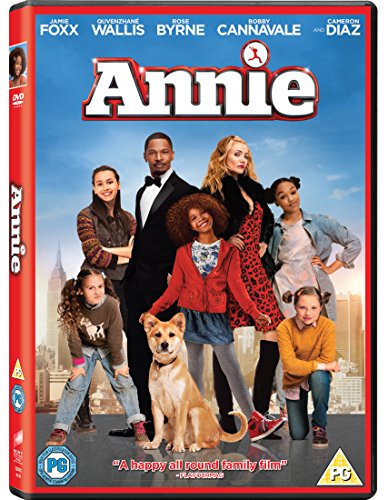 Annie" DVD cover featuring the cast and a golden retriever dog.