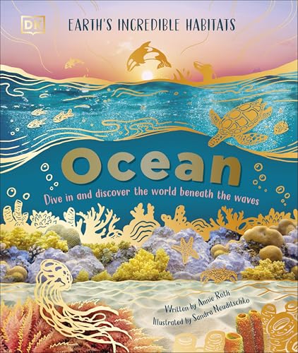 Book cover depicting ocean life: turtle, jellyfish, coral, and fish.