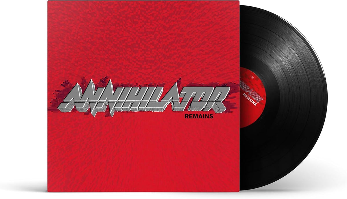Red album cover with “Annihilator” text and a black vinyl record.