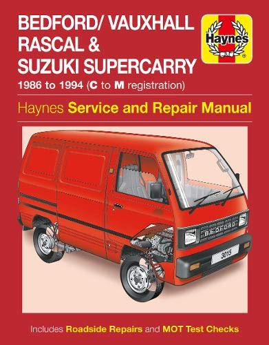 Haynes repair manual cover featuring a red Bedford Rascal van.