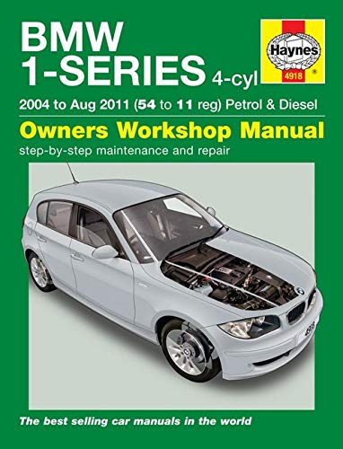 Haynes repair manual cover for BMW 1-Series (2004-2011) with car image.