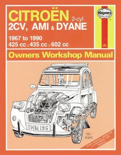 Citroen 2CV car repair manual cover with cutaway illustration.