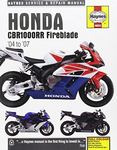 Haynes repair manual cover featuring a red, white, and blue Honda CBR1000RR Fireblade.