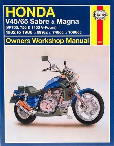 Haynes manual cover featuring a blue Honda Sabre motorcycle.