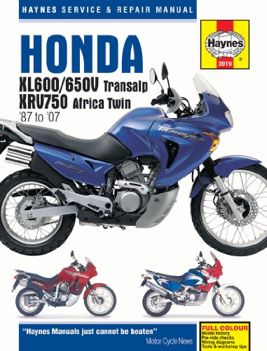Haynes service and repair manual cover for Honda Transalp and Africa Twin motorcycles.