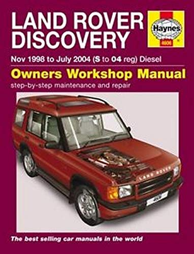 Haynes repair manual cover for Land Rover Discovery featuring a red SUV with open hood.
