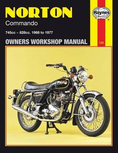 Norton Commando motorcycle on a yellow background, owner’s workshop manual cover.