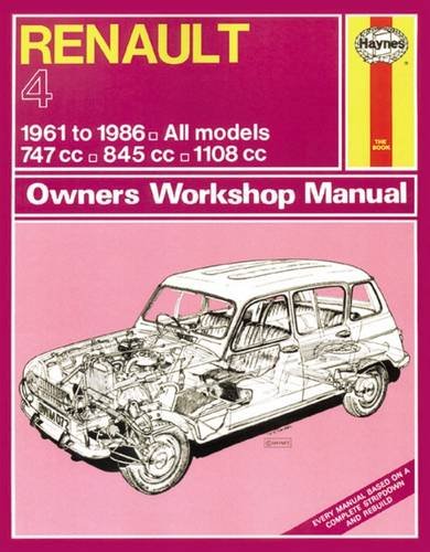 Renault 4 car repair manual cover, Haynes workshop guide, 1961-1986.