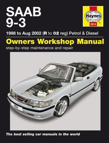 Haynes repair manual cover featuring a silver Saab 9-3 convertible.