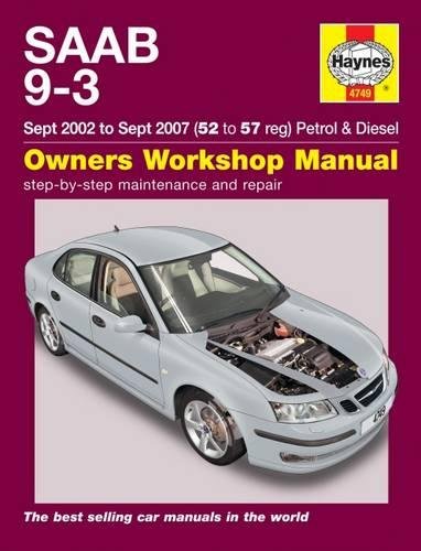Haynes repair manual cover featuring a silver Saab 9-3 car.