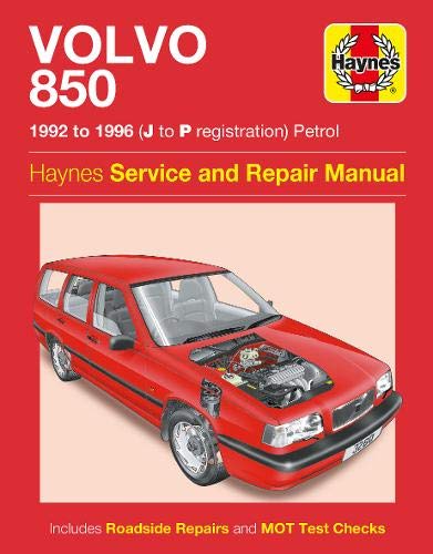 Red Volvo 850 repair manual cover with car illustration.