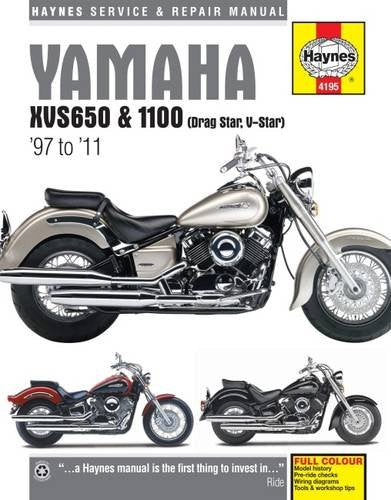 Haynes repair manual cover featuring a silver Yamaha Drag Star motorcycle.