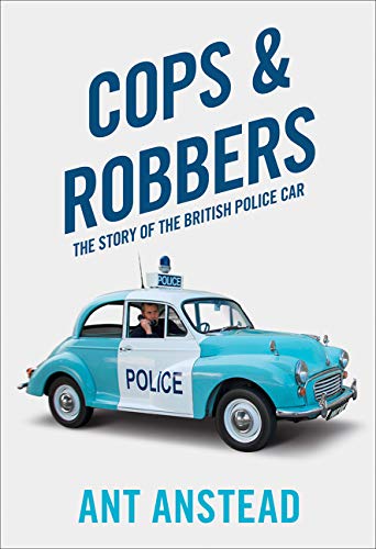 Book cover featuring a vintage blue and white British police car.