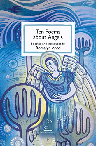 Book cover: “Ten Poems about Angels” with angel illustration.