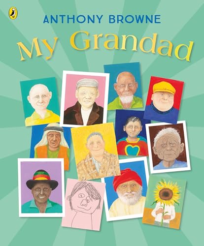 Book cover: “My Grandad” with illustrated portraits of older men.