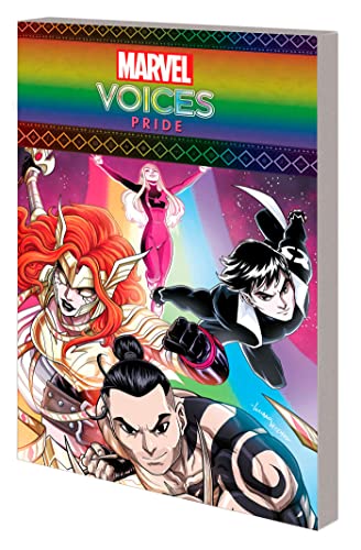 Marvel's Voices: Pride" book cover featuring diverse LGBTQ+ superheroes.