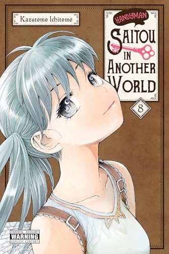 Manga cover: young woman with blue hair looking upwards, volume 8.