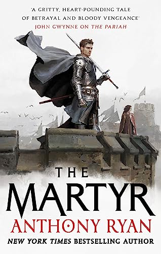 Book cover featuring a knight in armor standing on a wall with a woman.