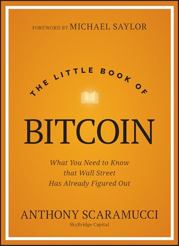 Orange book cover with "The Little Book of Bitcoin" title and a bitcoin symbol.