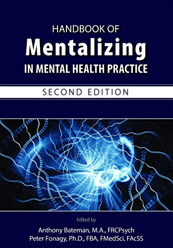 Blue book cover with white text: "Handbook of Mentalizing in Mental Health Practice.